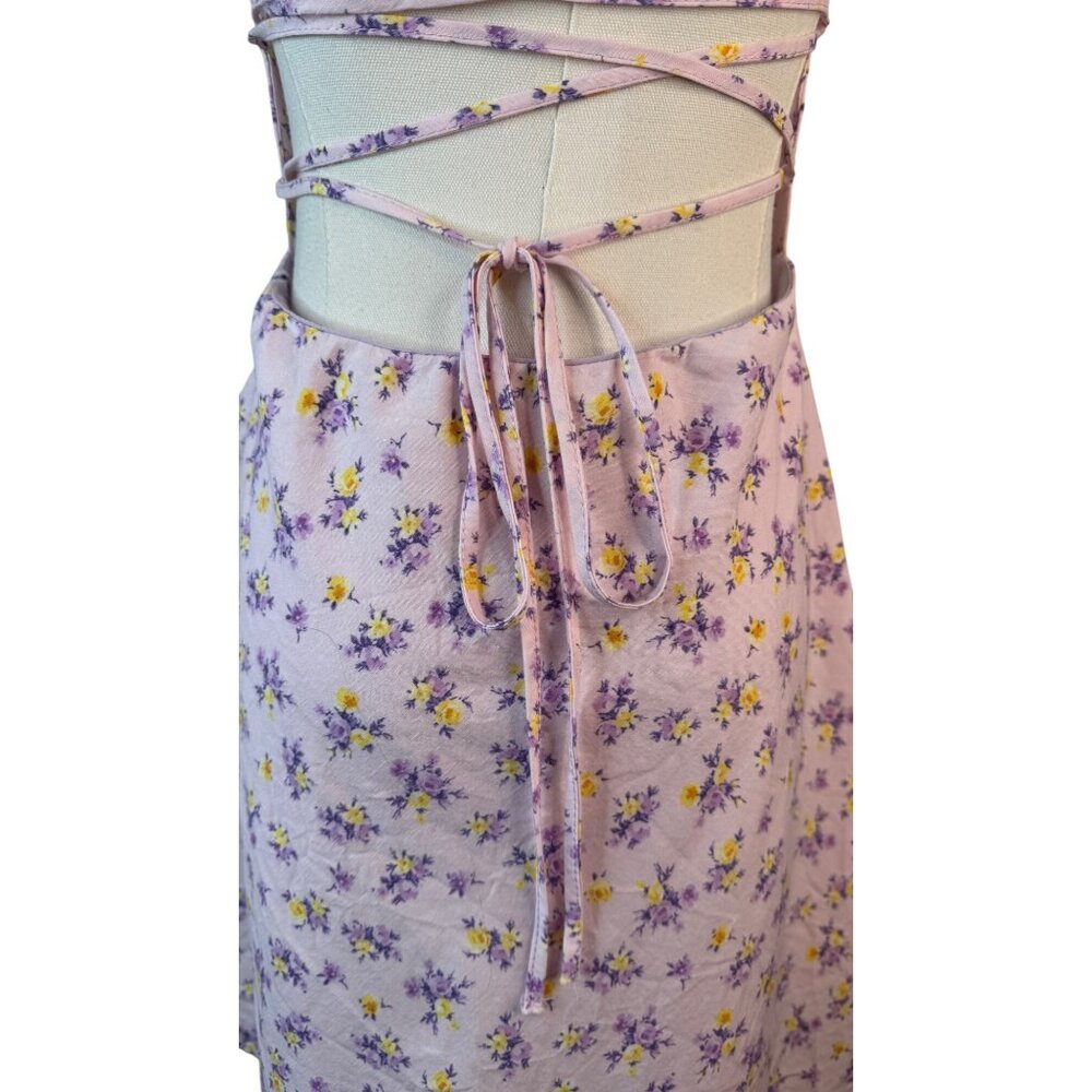 Strappy Small Back Mini Dress Pink/Purple Fully Lined Sweetheart Neckline - Picture 10 of 12